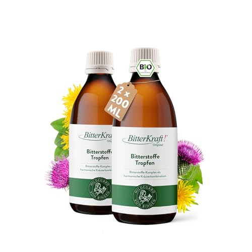 BITTERKRAFT Original | BIO 5 anos | Bitterstoffe Tropfen nach Hildegard von Bingen | 2 x 200 ml - Ausgewogene Kräuter VOR den Mahlzeiten | Wenig Alkohol | Für Naschkatzen