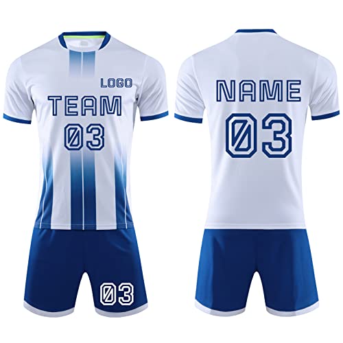 LJYTMZ Personifizieren Fussball Trikot Kinder Erwachsene Hemd & Kurze Set mit Nummer Name Team Logo Fußballtrikot Geschenke für Jungs