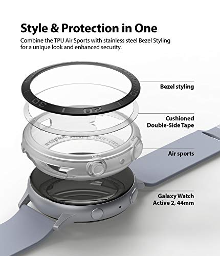 Image of Ringke Air Sports + Bezel Styling Stainless Steel Combo Case Designed for Galaxy Watch Active 2 44mm - 31-Matte Clear