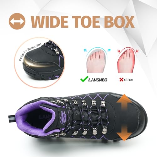 Image of LANSNBO Waterproof Steel Toe Boots for Women Wide Width Non Slip Work Shoes Lightweight Slip Resistant Safety Toe Sneakers Indestructible Construction Composite Toe Footwear