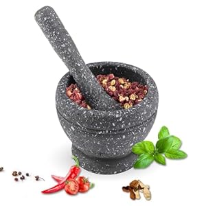 Herchr Black Mortar and Pestle Set