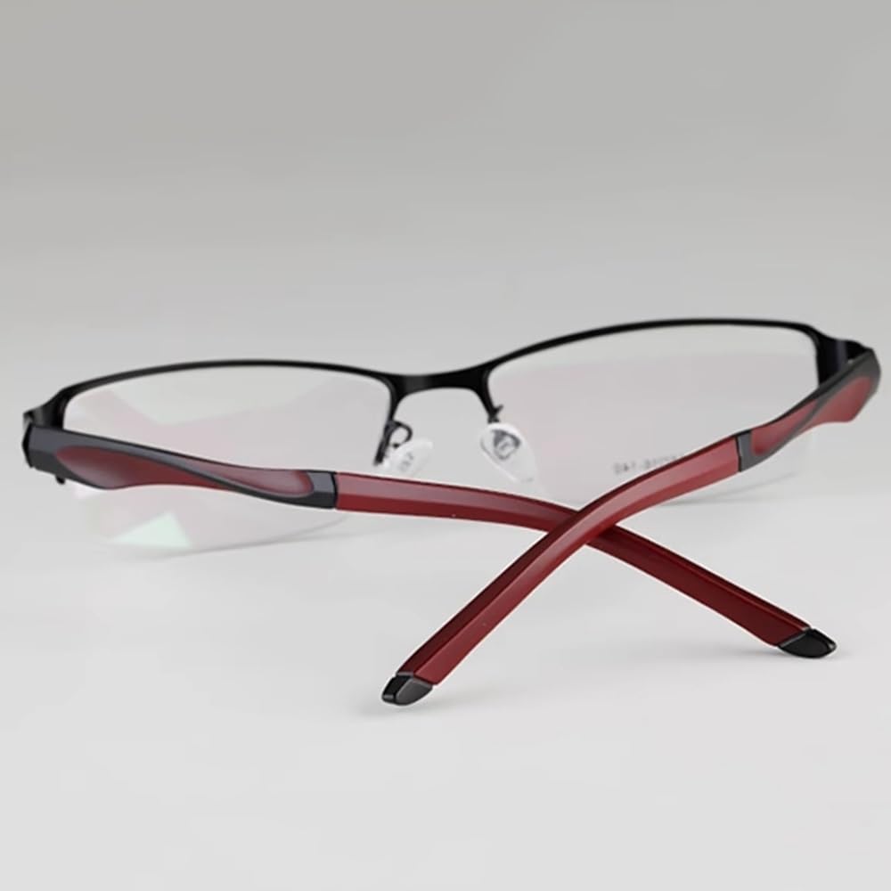 NILZA Multifocales Gafas De Lectura Hombres Presbicia Anteojos Reading Glasses 1.0 3.0 Gafas De Presbicia Media Montura Computer Filtro Mujer (Color : Black+Red, Size : 2.0X)