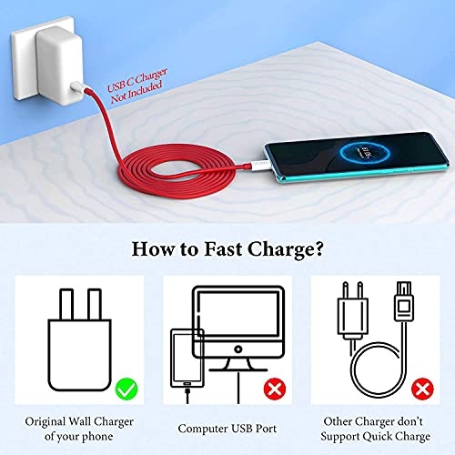 Image of ONE PLUS 80W Fast Charging Type C to C Cable Dash,Warp,SuperVooc Charging Data Cable Type-C [10V /6.5A] Compatible with ONE PLUS 11 /11R 5G /10R /10T /9 /9R /9 Pro /9RT /8T Nord, USB-C Charger Adapter Cord