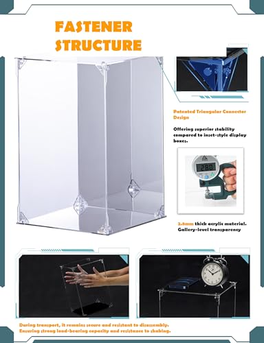 Image of Acrylic Display Case, Mirrored Back and Base, UV Protected, Front Door with Magnetic Buckle, Display Box, Dustproof Showcase for Figures, Collections, Models, Toys (8x8x10 inch, 20x20x25 cm)