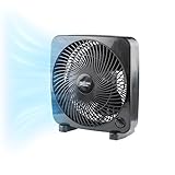 Comfort Zone Box Fan, 9 inch Portable Desk fan, Quiet 3 Speed Mini Fan for Bedroom, Electric Bedside Table Fan, Black