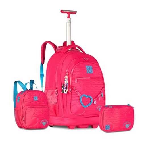 Kit Mochila Escolar Rb Rebecca Bonbon Rodinha Carrinho Estojo E Lancheira Holográfica Pompom (Rosa)