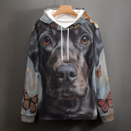 Pullover Papillon Chien Fleur le Sweat Capuche Symbole de Douceur S
