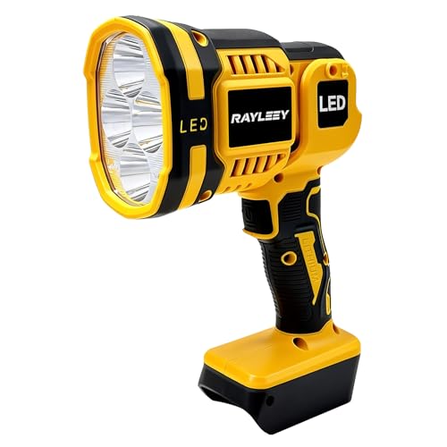 Handheld Spotlight compatible with Dewalt 18/20V Battery Cordless LED work light Outdoor Flashlight with Flashing Mode and Pivoting Head for Workshop Camping Jobsites (Battery Not Included)
