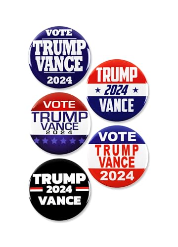 5 Pack - Trump Vance 2024 Presidential Election Political Campaign Pinback Buttons - 2.25 Inch