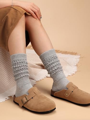 Image of Forwe 3 Pairs Slouch Socks for Women Size 9-11 Soft Extra Long Scrunch Knee High Boot Socks