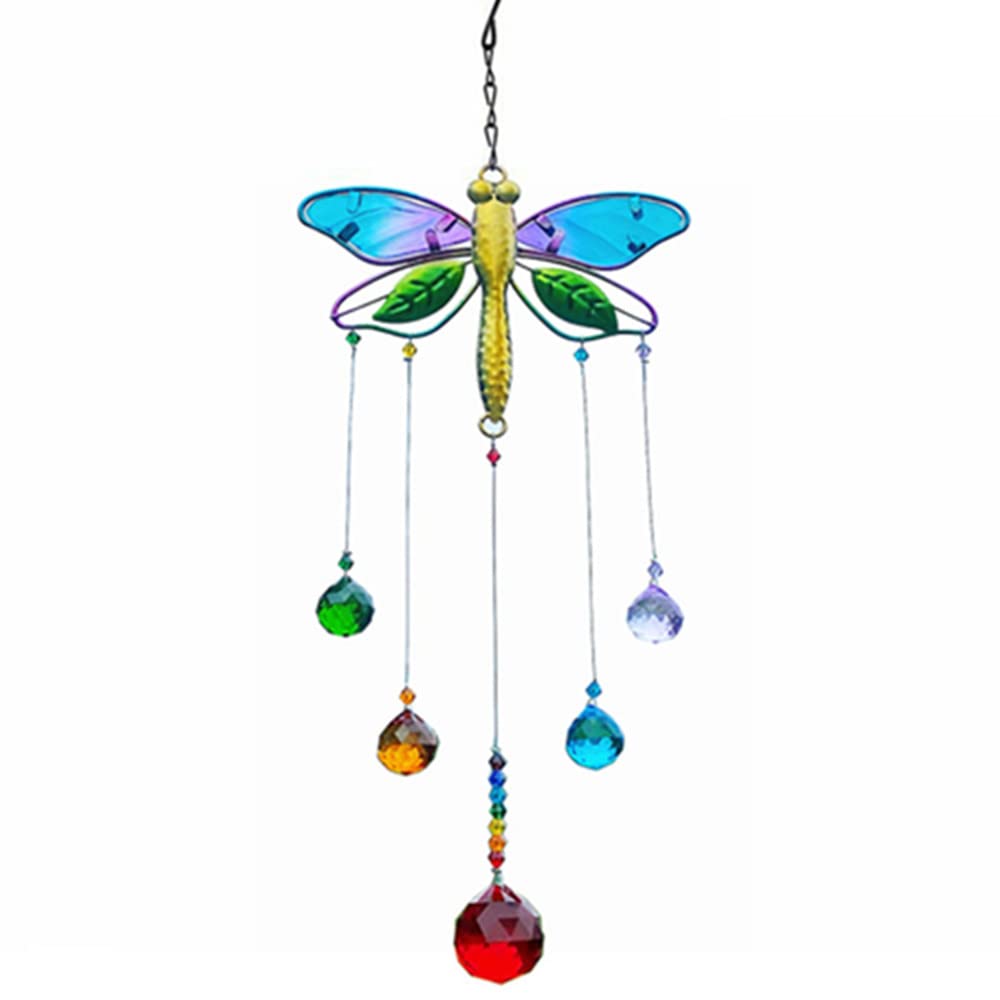 Wanfoou Crystal Sun Catcher Window, Dragonfly Crystal Decorative Pendant, HANGING ORNAMENT for Home, Office, Garden Decoration