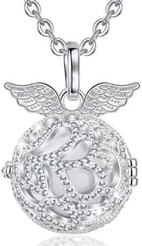 Collana Gravidanza AEONSLOVE Con Bola - Ciondolo Ali Angelo, Argento, Regalo Per Mamme E Bambini - Foto 4