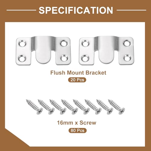 Image of uxcell 10 Pairs Flush Mount Bracket, 54 x 30mm Heavy Duty Picture Hanger Z Clip Bracket Interlocking Photo Frame Hook with Screw for Picture Display Art Gallery Wall Mount, Silver