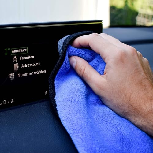 Image of Auto Hub Heavy Microfiber Cloth for Car Cleaning and Detailing, Double Sided, Extra Thick Plush Microfiber Towel Lint-Free, 800 GSM (Size 40cm x 40cm) /Pack of 5, Color: Blue