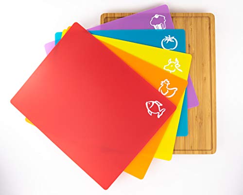 Bamboo Cutting Board with Flexible Mat Inserts - Easy to Clean - BPA Free/Antibacterial - Thumbnail 4