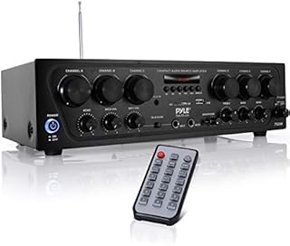 Bluetooth Home Audio Amplifier System - Upgraded 6 Channel 750 Watt Wireless Home Sound Power Stereo Receiver w/ USB, Micro SD, Headphone, 2 Microphone Input w/ Echo, Talkover for PA - Pyle PTA62BT.5