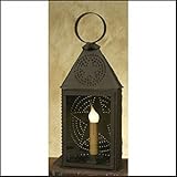Colonial Tin Works Half-Round Lantern with Punched Design grey
