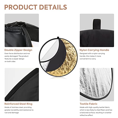 Sedgewin 43 Inch/110Cm Reflector Photography, 5 In 1 Light Reflector Collapsible Multi-Disc Light Diffuser With Bag-Silver, Gold, Translucent, White And Black For Studio Photography & Outdoor Lighting #TOP2