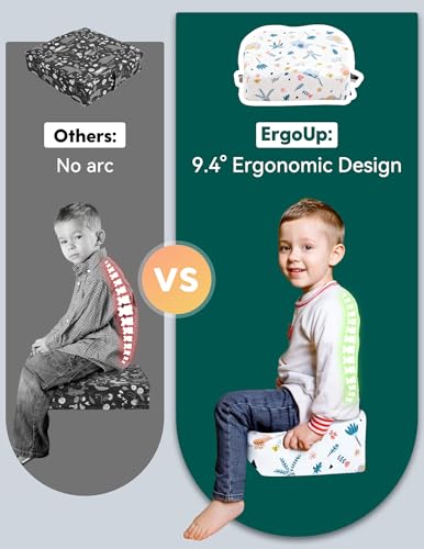 Image of Babelio ErgoUp Booster Seat for Kitchen Chair, Promote Proper Upright Posture, Toddler Booster Seat for Dining Table, Removable & Washable Cover, Suitable for 18 Months to 5 Years, White Elephant