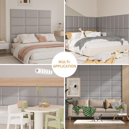 Image of Headboards Wall Panel for Queen and King, Self-Adhesive 3D Wall Panels, Upholstered Wall Panel for Bedroom /Living Room (9 Pieces 9.84 in x 23.6 in)