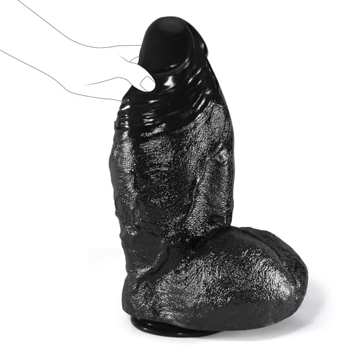 Image of Large Thick Realistic Dildo, Giant Dildos G-spot Anal & Vagina Stimulation for Women Men Players, Black Analdildo Massive Butt Plug Sex Toy for Advanced Player