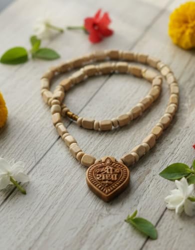 Image of BookMyCostume Spiritual & Devotional Mala Collection - Natural Tulsi Kanthi & Rudraksha Bead Necklaces with Trishul & Religious Pendants - Unisex Ethnic Jewellery for Puja, Meditation, Festivals & Daily Wear