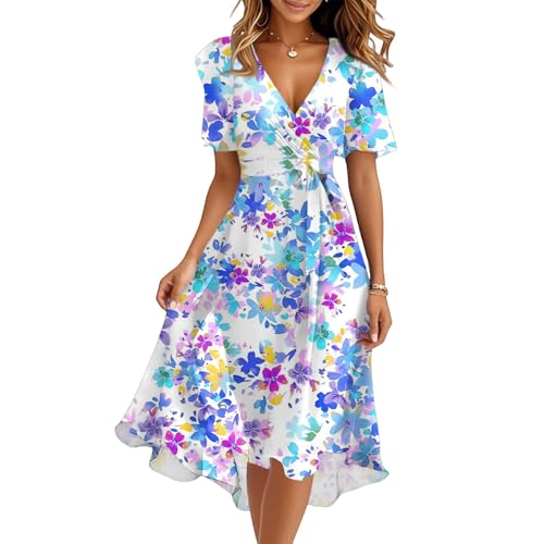 Spring Summer Chiffon Midi Dresses for Women 2025 Elegant Classy Wedding Guest Floral Formal Cocktail Prom Dress