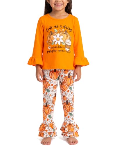 Image of Unique Baby 2 Piece Girls Double Ruffle Leggings and Long Sleeve Shirt Clothes Set Kid and Toddler Girl Outfit
