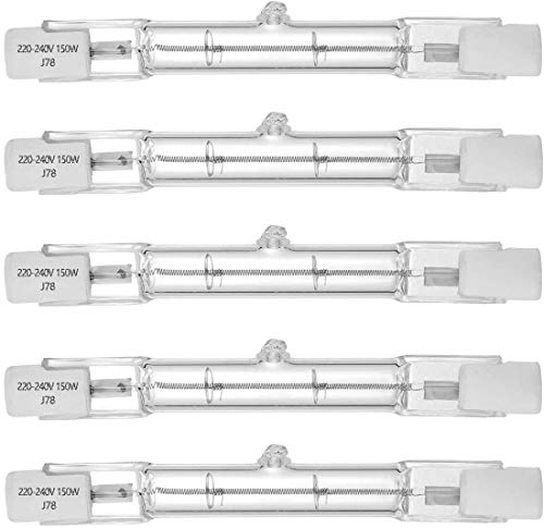 VINBE 150W Halogen R7S 78mm Dimmable 1500lm (5 Pack) J Type Linear Double Ended Floodlight Bulb 230V for Work, Security, Landscape Lights, Floor Lamps, Warm White 2700K