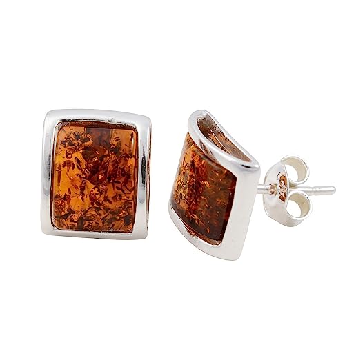 Amber Earrings - Baltic Honey Amber Stud Earrings 