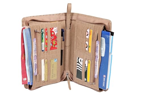 Image of Sukeshcraft Multiple Cheque Book Holder | Original PU Holds Upto 8 Cheque Books, CypresBaige