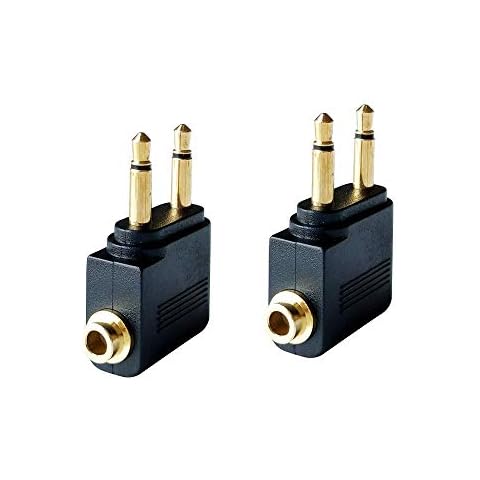 Dual 3.5mm Male to 3.5mm Female Airplane Headphone Adapter Gold Plated (2 Pack) Cover