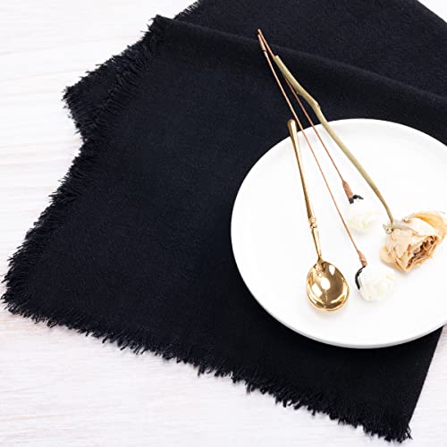 Socomi Handmade Cloth Napkins Bulk 18"X18" Cotton Linen Dinner Napkins Rustic Cheesecloth Table Napkins For Wedding Party Baby Shower Set Of 6 Black #TOP14