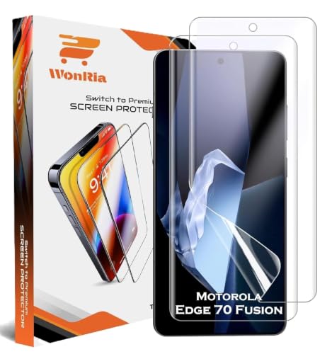 Image of WonRia Pack 2 - Screen Guard Protector For Moto Edge 70 Fusion 5G Unbreakable Membrane | Flexible TPU Film | Edge to Edge Installation Kit | Transparent
