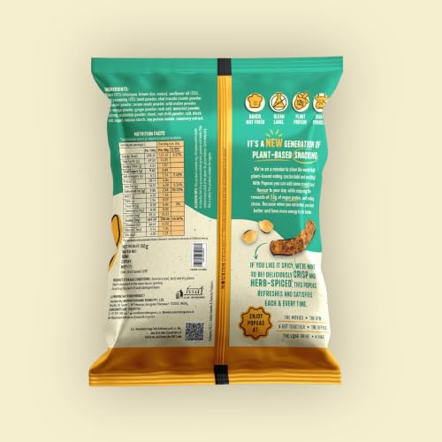 Image of Nourish Organics Spicy Mint Protein Puffs | 12g Plant Protein per Pack | Baked, Not Fried | Made with Chickpea, Brown Rice & Maize | No Maida, No Palm Oil | Gluten-Free Crunchy Snack with Pudina Masala Twist | 60g (Pack of 4)
