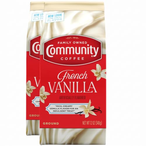 Community Coffee French Vanilla Flavored Ground Coffee, Medium Roast, 12 oz Bag (Pack of 2)