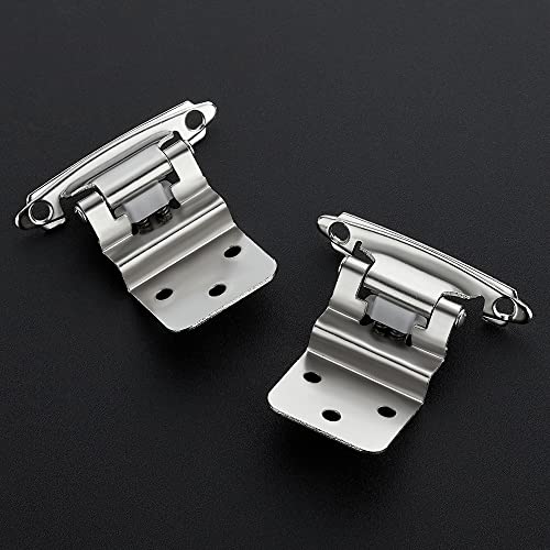 Image of Ravinte 20 Packs (10 Pairs) 3 /8 inch Inset Satin Nickel Cabinet Hinge,Self Closing Hinges for Kitchen /Bathroom /Furniture Cabinets & Doors,Decorative Cabinet Hardware Kitchen Cabinet Hinge with Door Bumper