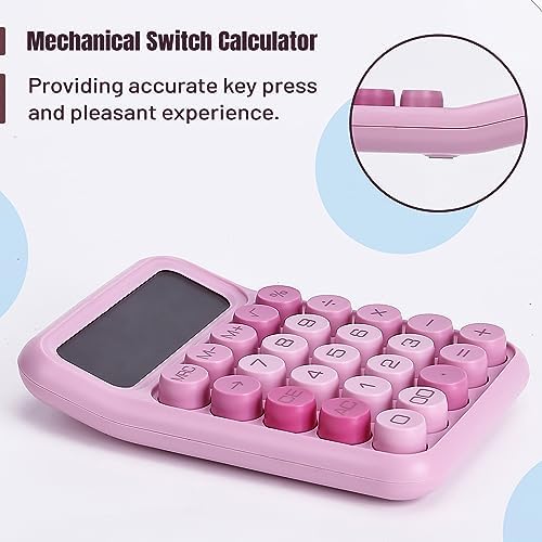 Mr. Pen Mechanical Switch Calculator - 12 Digit Large LCD Display, Pink with Big Buttons, Back to School Supplies