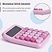 Mr. Pen- Mechanical Switch Calculator - 12 Digit Large LCD Display, Pink with Big Buttons