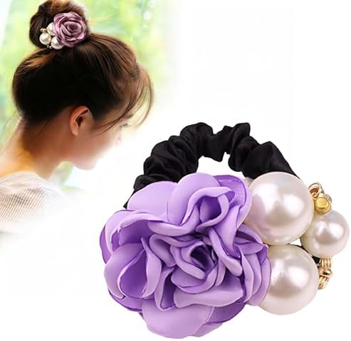Amazon | [ロッテラッカ] ヘアアクセサリー 花柄 パール シュシュ 