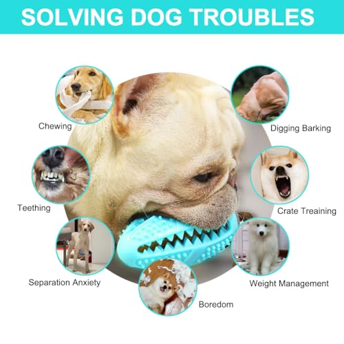 NIEEKRUN Hundespielzeug Intelligenz, Leckerli Ball für Hunde, Starker Futterball Naturkautschuk und Zahnpflege, Kleine und Große Hunde Hundespielzeug Unzerstörbar (11,5 * 5cm Blau)