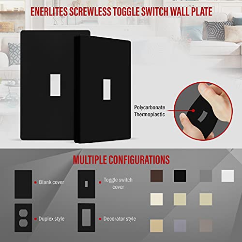 Image of ENERLITES Screwless Toggle Switch Wall Plate, Child Safe Light Switch Cover, Standard Size 1-Gang 4.68 inch x 2.93 inch, Unbreakable Polycarbonate Thermoplastic, UL Listed, SI8811-BK, Glossy, Black