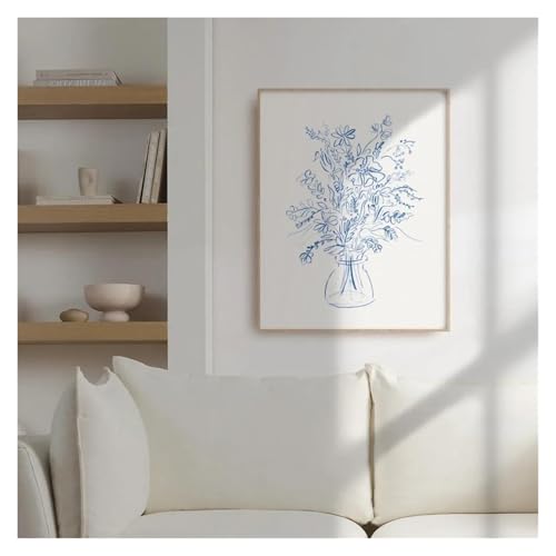 Impression affiche esthétique de fleurs bleues sur toile Premium