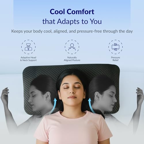 Image of SleepyHug ReliefPRO Pillow | Cooling Memory Foam for Deep Relief | Orthopedic Neck & Shoulder Support | 55x35x13 cm | Dark Grey (Pack of 2)