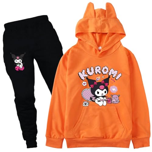 Anime Hoodie Sweatshirt and Sweatpants 2 Piece Outfits Petite Women Girls Hooded Pullover Sweatsuits Jogger Sets
