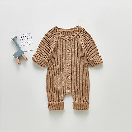 Mubineo Infant Baby Girl Boy Fall Winter Thick Knit One Piece Outfit Romper Jumpsuit Sweater Outwear (Khaki, 0-3 Months) #TOP3