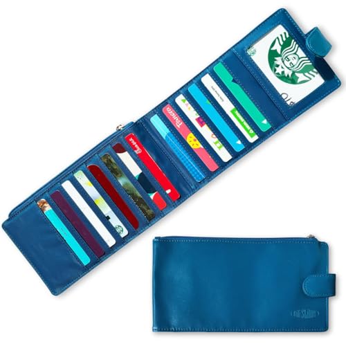 Big Skinny Womens RFID Blocking Leather Monte Cougar Long Wallet (Ocean Blue)