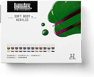 Liquitex Professional Soft Body Acrylic Paint, 12 x 22ml (0.74-oz), Essentials Set