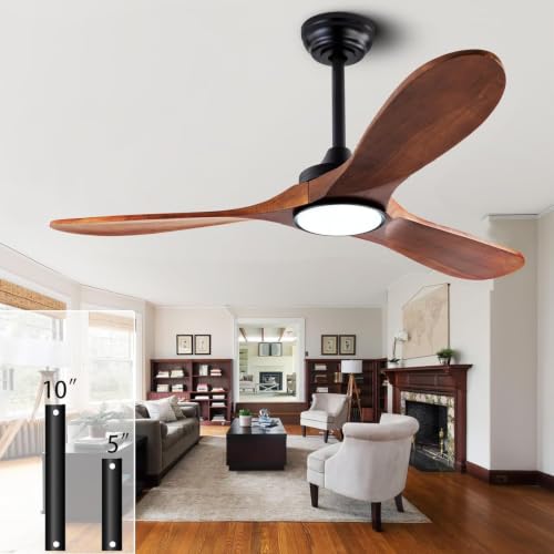 Image of QUTWOB 42 inch Wood Ceiling Fan with Light, Reversible DC Motor, Remote Control