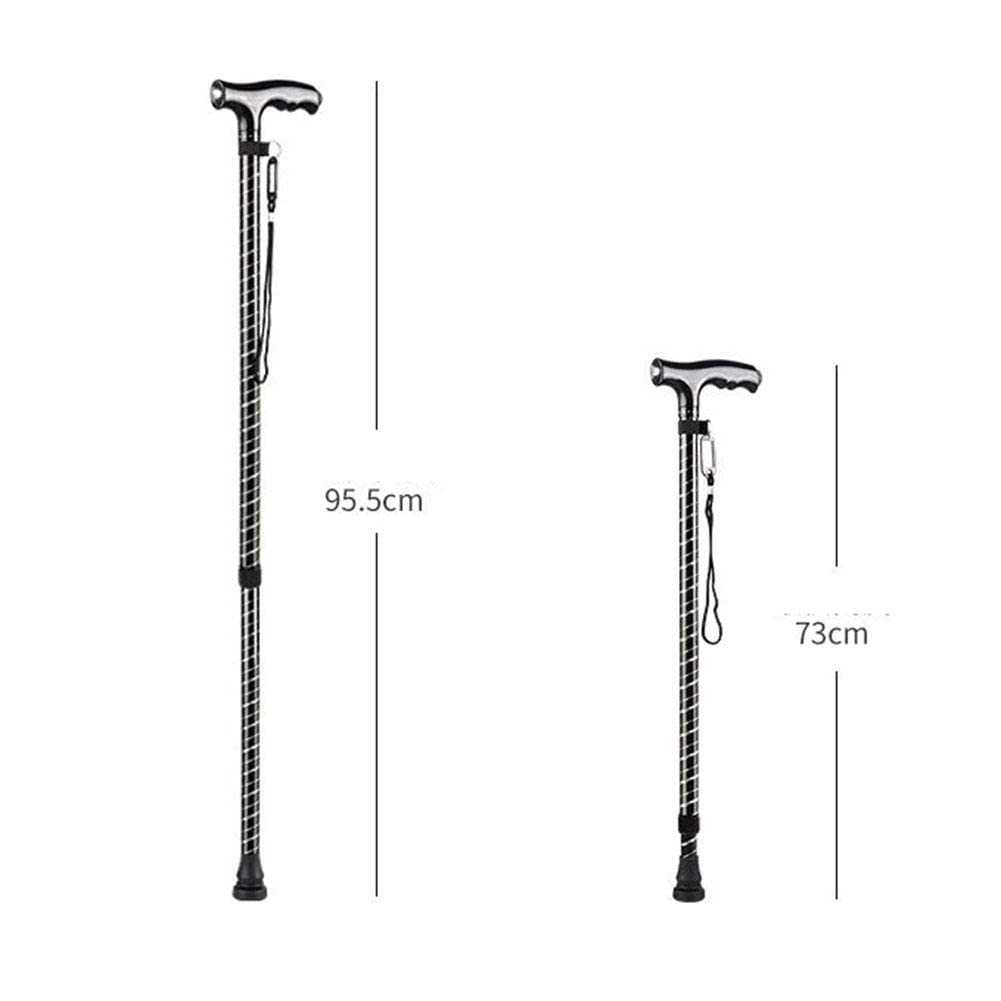 BJH Bastón de Altura Ajustable con Luz LED Bastón de Aleación de Aluminio Plegable Ligero Portátil Bastón de Escalada para Hombres Mujeres Interesting